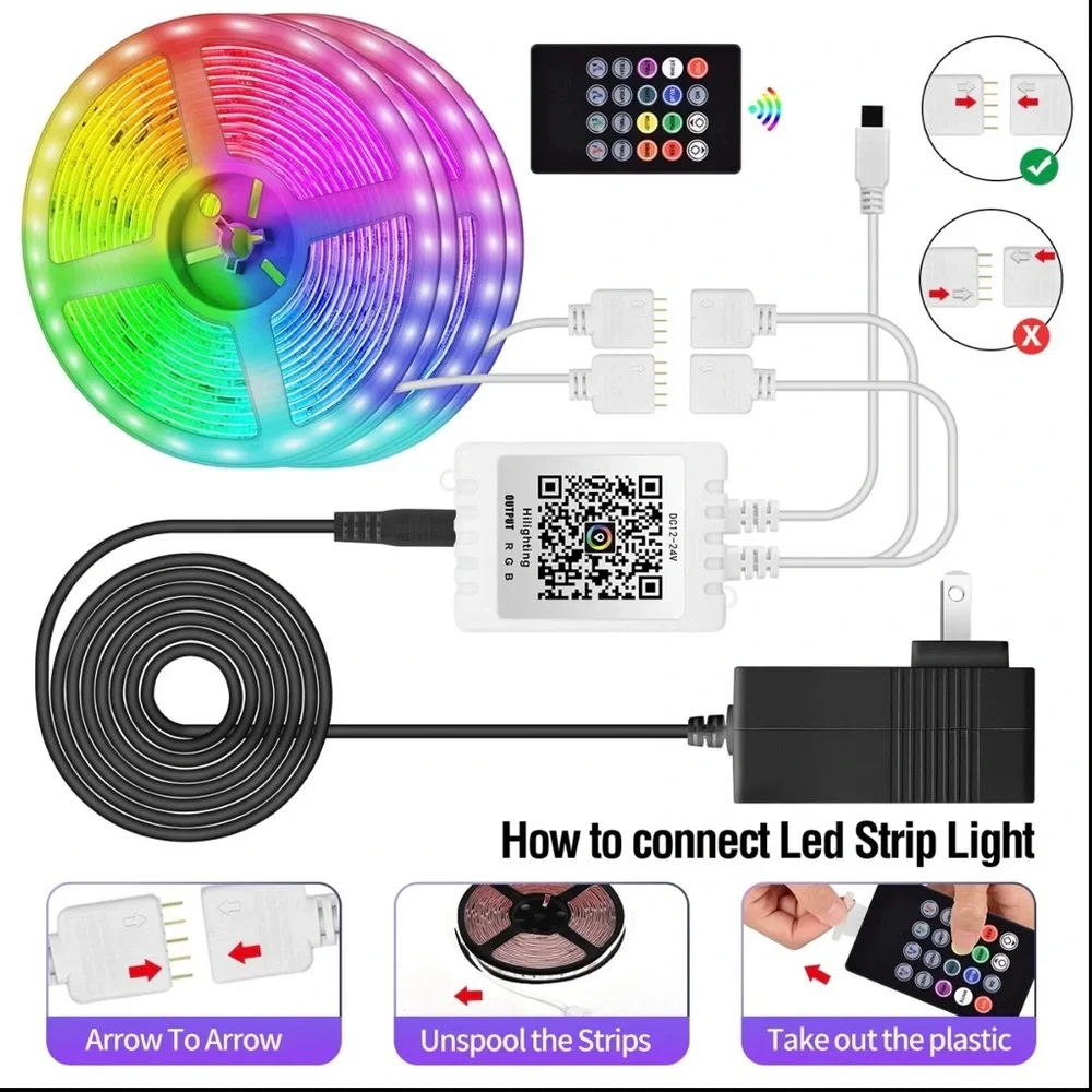 100FT LED Strip Lights with Remote